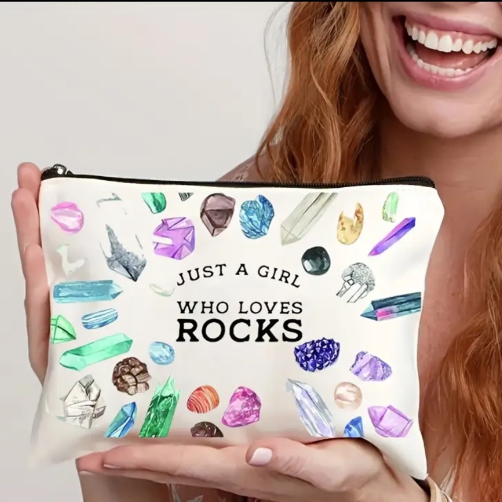 Funny Pouch Makeup bag Just a Girl Who Loves Rocks